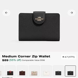 Coach Black Corner Zip Wallet